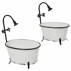 The Gerson Company Assorted Antique-Style Metal Bathtub Planters With Faucet Accent, Set Of 2