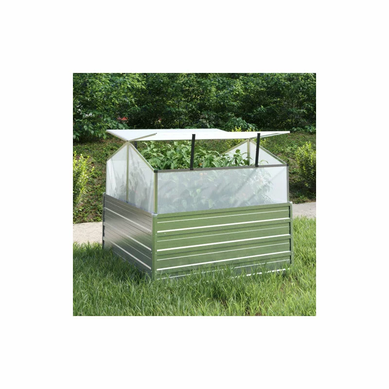 Vida XL International B.V. VidaXL Garden Raised Bed With Greenhouse Silver Outdoor Planter Flower Box 2 Vida XL International B.V. VidaXL Garden Raised Bed With Greenhouse Silver Outdoor Planter Flower Box - Image 2