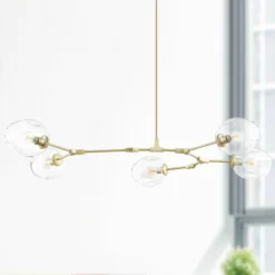 Light Society Trident 5-Light Chandelier, Brass/Clear -Ceiling Lighting Shop b951ae1100dc5a12 8335 w800 h800 b0 p0