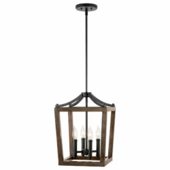 Kira Home Hollis 17" Farmhouse Foyer Lantern Pendant Light, Wood Style Metal -Ceiling Lighting Shop bac1290300d39ea1 8449 w800 h800 b1 p0