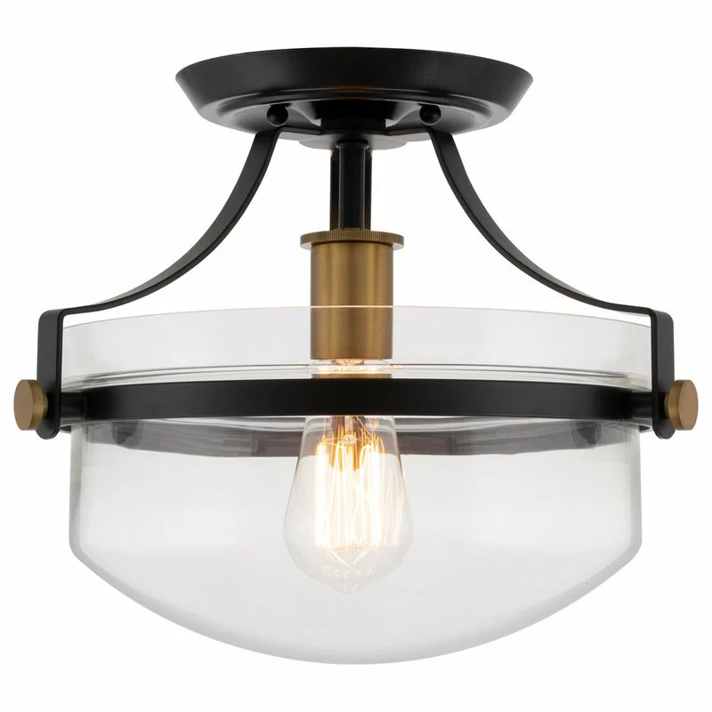 Kira Home Zurich 12" Rustic Farmhouse Ceiling Light, Glass Shade, Warm Brass 1 Kira Home Zurich 12" Rustic Farmhouse Ceiling Light, Glass Shade, Warm Brass