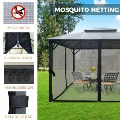 HIO 12 Ft. X 10 Ft. Outdoor Patio Gazebo With Double Roof And Netting -Ceiling Lighting Shop baf1aab3017614b6 8770 w800 h800 b0 p0