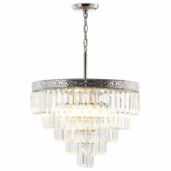 JONATHAN Y Wyatt 2-Light Crystal LED Chandelier, Polished Nickel/ Clear, Width: 20" -Ceiling Lighting Shop bbb1bbf50f763464 5980 w800 h800 b1 p0