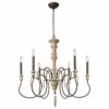 LNC Lighting LNC 6-Light French Country Distressed Wood Dimmable Chandelier 32.5"H X 31"D