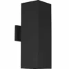 Progress Lighting Square 2 Light Outdoor Wall Light, Black, Standard Lamping