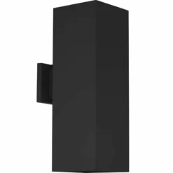 Progress Lighting Square 2 Light Outdoor Wall Light, Black, Standard Lamping