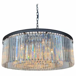 Lightupmyhome D'Angelo 12-Light Round Glass Crystal Chandelier, 3 Rows, Clear Gl