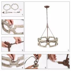 LALUZ 3-Light Farmhouse Drum Distressed Wood Chandelier,Bronze -Ceiling Lighting Shop bd3184380e1d890d 2045 w800 h800 b1 p0