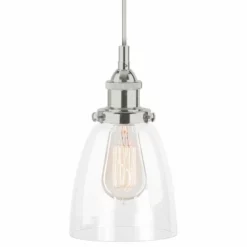 Linea Di Liara Fiorentino Industrial Pendant Lamp, Glass Shade, Brushed Nickel, Fixture Only
