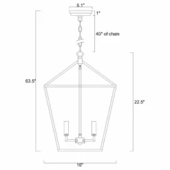 Edvivi Lighting 4-Light Matte Black Lantern Pendant Chandelier 16" With Nickle Or Black Sleeve -Ceiling Lighting Shop be110c8a0edd93f7 5977 w800 h800 b1 p0