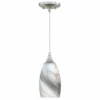 Vaxcel Milano Mini Pendant With Art Glass, Satin Nickel, Marble Swirl Glass