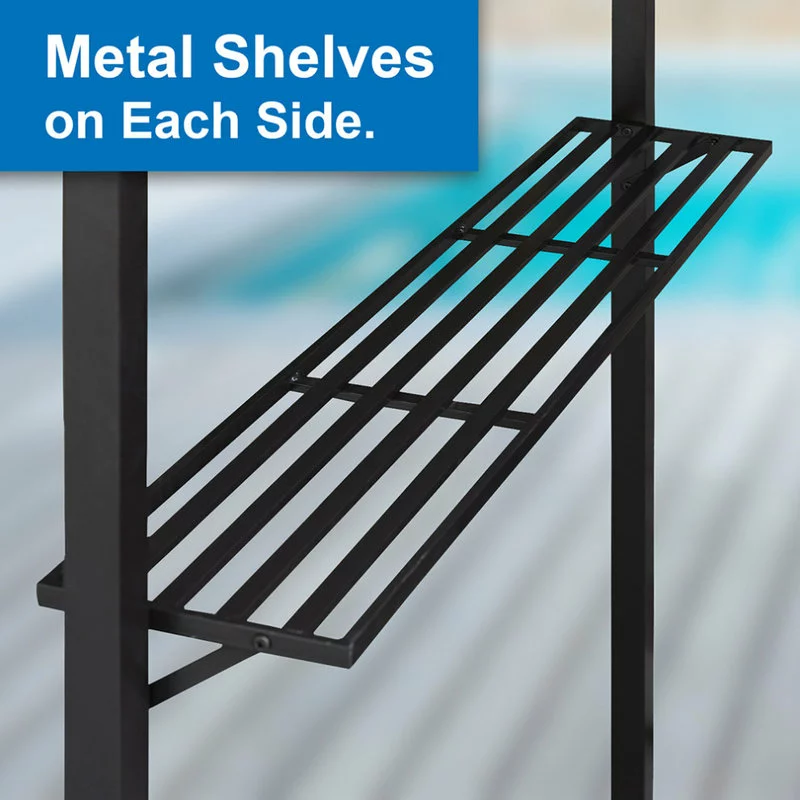 HIO 8 Ft. X 5 Ft. 2-Tier Steel Grill Gazebo With Shelves, Brown 3 HIO 8 Ft. X 5 Ft. 2-Tier Steel Grill Gazebo With Shelves, Brown - Image 3