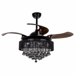 Whoselamp Crystal Folding Blades Ceiling Fan With Light And Remote Control