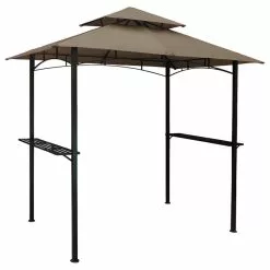 HIO 8 Ft. X 5 Ft. 2-Tier Steel Grill Gazebo With Shelves, Brown