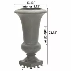 LuxenHome 22.75" H Gray Slim MgO Urn Planter -Ceiling Lighting Shop c091cddd0400b518 8217 w800 h800 b1 p0