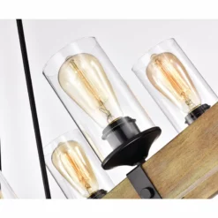 Edvivi Lighting 6-Light Matte Black And Vintage Wood Farmhouse Linear Chandelier Clear Glass -Ceiling Lighting Shop c0d1bb410d684b7a 0712 w800 h800 b0 p0