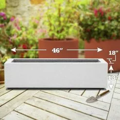 PolyStone Planters Milan Short Outdoor Trough Planter, White -Ceiling Lighting Shop c0d1eadc0669d1af 6356 w800 h800 b0 p0
