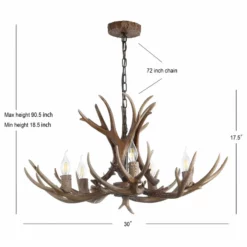 JONATHAN Y Eldora 30" Adjustable Resin Antler 5-Light Led Chandelier, Brown -Ceiling Lighting Shop c0e174f0037e34de 4121 w800 h800 b1 p0