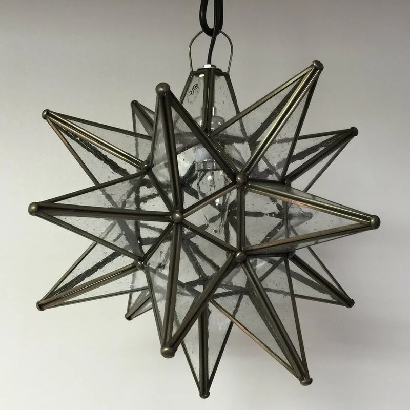 Quintana Roo Moravian Star Light, Seedy Glass With Bronze Trim, 15" Diameter, With Mount Kit 3 Quintana Roo Moravian Star Light, Seedy Glass With Bronze Trim, 15" Diameter, With Mount Kit - Image 3