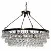 Light Up My Home Celeste 32" Glass Drop Chandelier, Antique Brass, Hanging Or Flush Mount