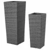 GDFStudio GDF Studio 2-Piece Eden Outdoor Wicker Flower Pots, Gray