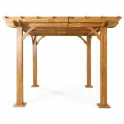 GDFStudio Dorain Outdoor 10'x10' Acacia Wood Pergola, Teak -Ceiling Lighting Shop c241b3c101729b5c 7754 w800 h800 b1 p0