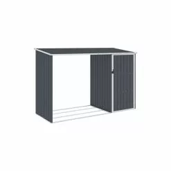 Vida XL International B.V. VidaXL Garden Firewood Shed Anthracite Galvanized Steel Storage Building House