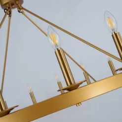 Aiwen 18-Light Wagon Wheel Chandelier Industrial Candle Pendant Lights, Gold -Ceiling Lighting Shop c2f132400291c208 0406 w800 h800 b0 p0