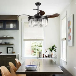 FLINT GARDEN INC 42-Inch Retractable 3-Blades Crystal LED Ceiling Fan With Remote -Ceiling Lighting Shop c2f1701b0c934734 5242 w800 h800 b0 p0