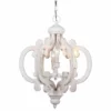 Whoselamp Venice Wooden Chandelier, Antique White