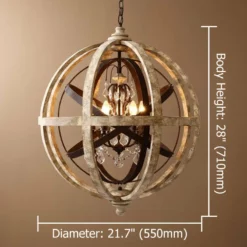HOMARY Retro Rustic Weathered Wooden Globe Metal Orb Crystal 3-Light/5-Light Chandelier -Ceiling Lighting Shop c39197ed0eec82ff 5234 w800 h800 b0 p0