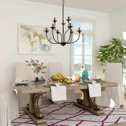 LALUZ 9-Light 2-Tier Modern Farmhouse Matte Black Large Candle Chandeliers -Ceiling Lighting Shop c411312d036b7786 7777 w800 h800 b0 p0