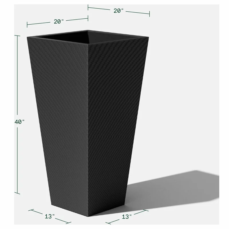 Veradek Pro Series Column Grooved Planter, 40", Black 2 Veradek Pro Series Column Grooved Planter, 40", Black - Image 2