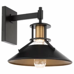 WAC Lighting Sleepless LED Indoor And Outdoor Wall Light 3000K, Black With Aged Brass, 15"