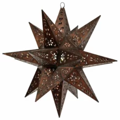 Quintana Roo Tin Moravian Star Pendant Light, Antique, 20", Mount
