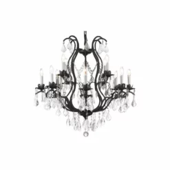 Harrison Lane Wrought Iron Crystal Chandelier 12-Light