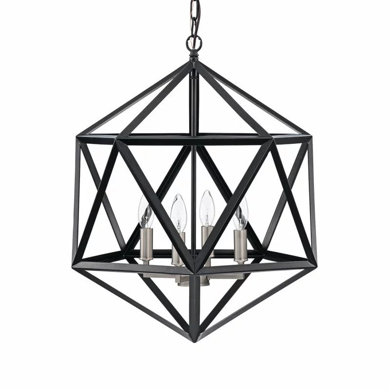 Edvivi Lighting 4-Light Matte Black Geometric Cage Chandelier With Brushed Nickel Farmhouse 1 Edvivi Lighting 4-Light Matte Black Geometric Cage Chandelier With Brushed Nickel Farmhouse