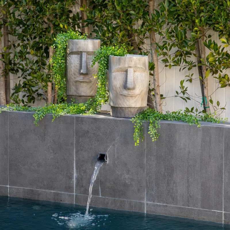 Sagebrook Home Resin 24" Face Planter, Gray 2 Sagebrook Home Resin 24" Face Planter, Gray - Image 2