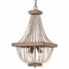 Whoselamp Farmhouse 4-Light Wood Beaded Chandelier Candle Empire Chandeliers