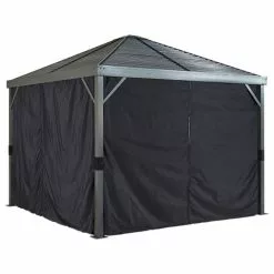 ShelterLogic Sojag Curtains For Sanibel Gazebo, 8'W X 8'D - Black, Gazebo Not Included