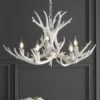 JONATHAN Y Eldora 30" Adjustable Resin Antler 5-Light Led Chandelier, White