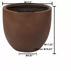 LuxenHome Round Rusty Brown MgO Planter, Large -Ceiling Lighting Shop ca810bac00c3b062 1210 w800 h800 b1 p0