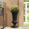 LuxenHome 22.75" H Black Slim MgO Urn Planter