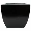 Root And Stock Pacifica Square Curved Planter Box, Black, 16"x16"x14.5"