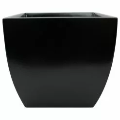 Root And Stock Pacifica Square Curved Planter Box, Black, 16"x16"x14.5"