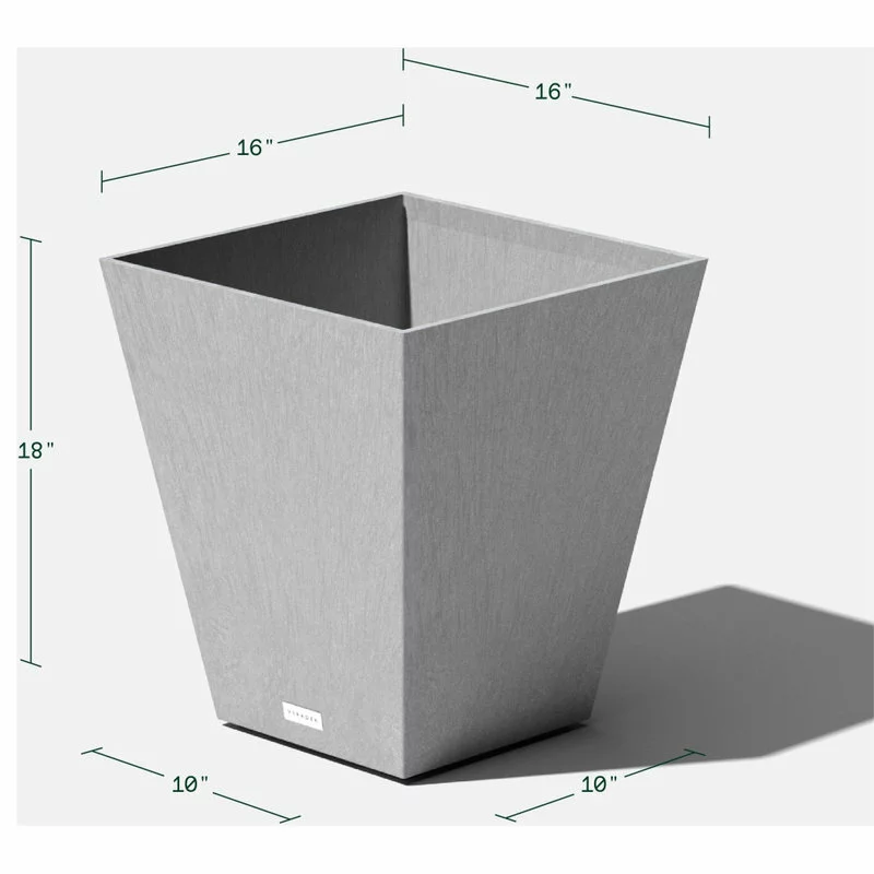 Veradek Nobleton Square Planter, Charcoal, 18" 2 Veradek Nobleton Square Planter, Charcoal, 18" - Image 2