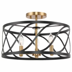 Kira Home Isabelle 16" Ceiling Light, Metal Drum Shade, Warm Brass Accents