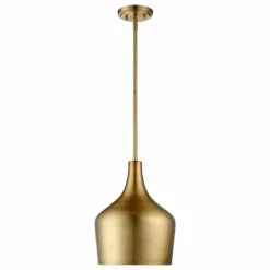 Helmsman Lighting Works 1-Light Pendant, Natural Brass