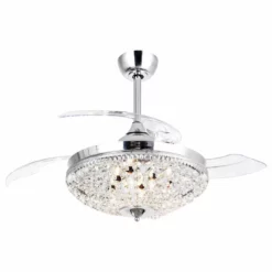 Whoselamp 42 Crystal Folding Blades Ceiling Fan Remote Control, 3-Blade