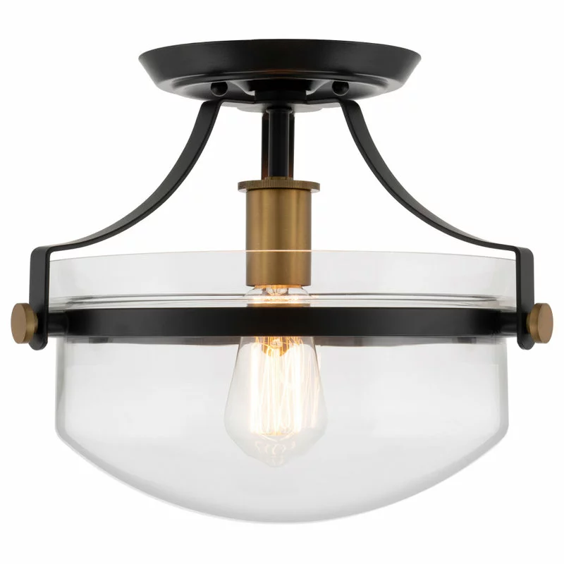 Kira Home Zurich 12" Rustic Farmhouse Ceiling Light, Glass Shade, Warm Brass 5 Kira Home Zurich 12" Rustic Farmhouse Ceiling Light, Glass Shade, Warm Brass - Image 5